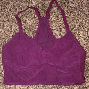 Purple Fabletics sports bra